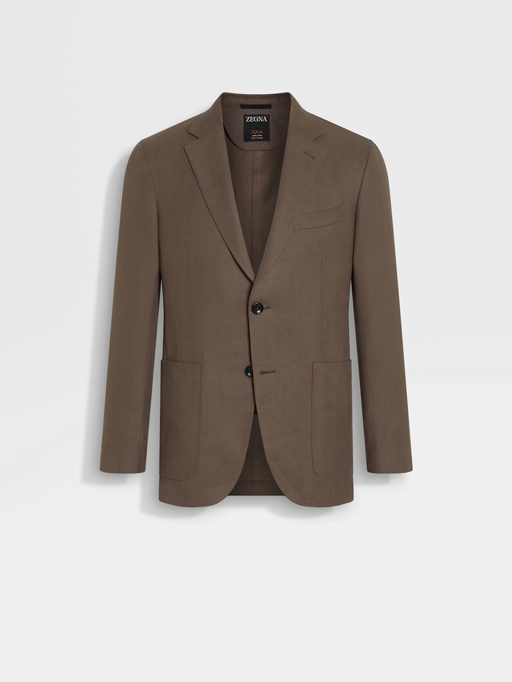 Dark Taupe Oasi Lino Blue Flower Jacket