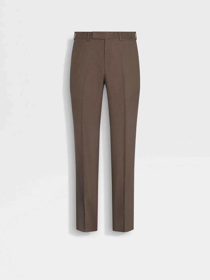Dark Taupe Oasi Lino Blue Flower Pants