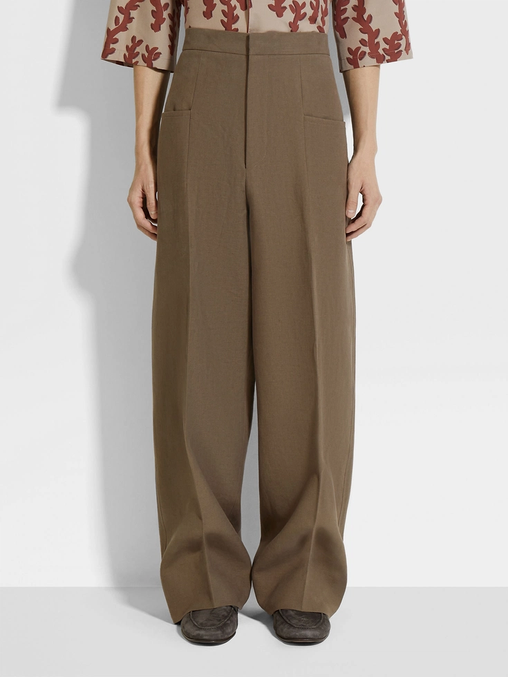 Dark Taupe Oasi Lino Pants Dark Taupe Oasi Lino Pants