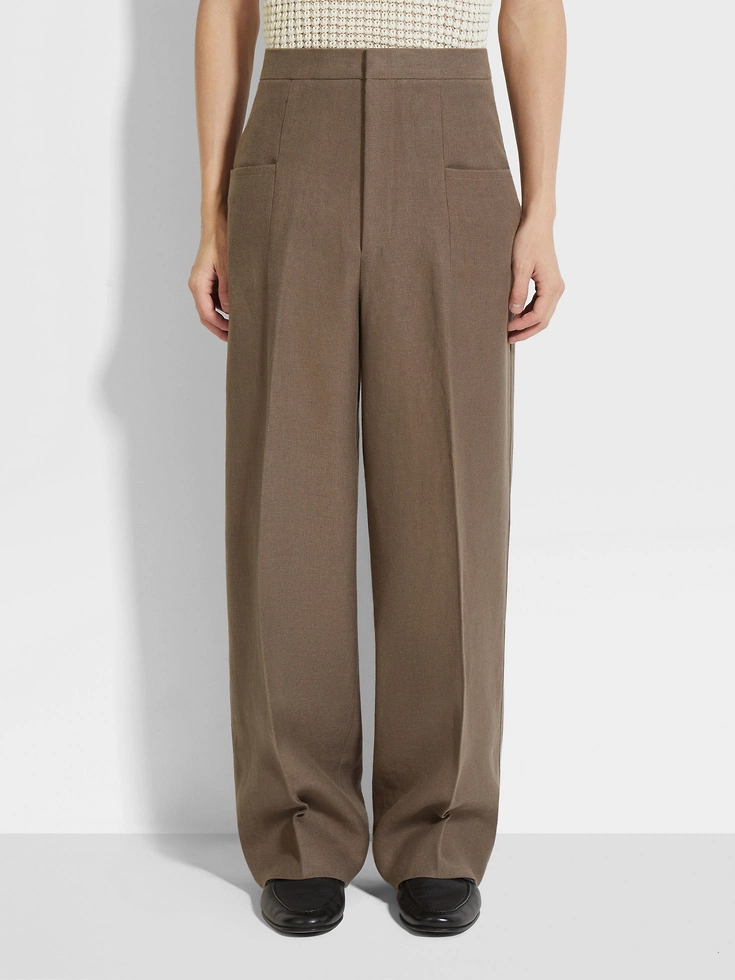 Dark Taupe Oasi Lino Pants Dark Taupe Oasi Lino Pants