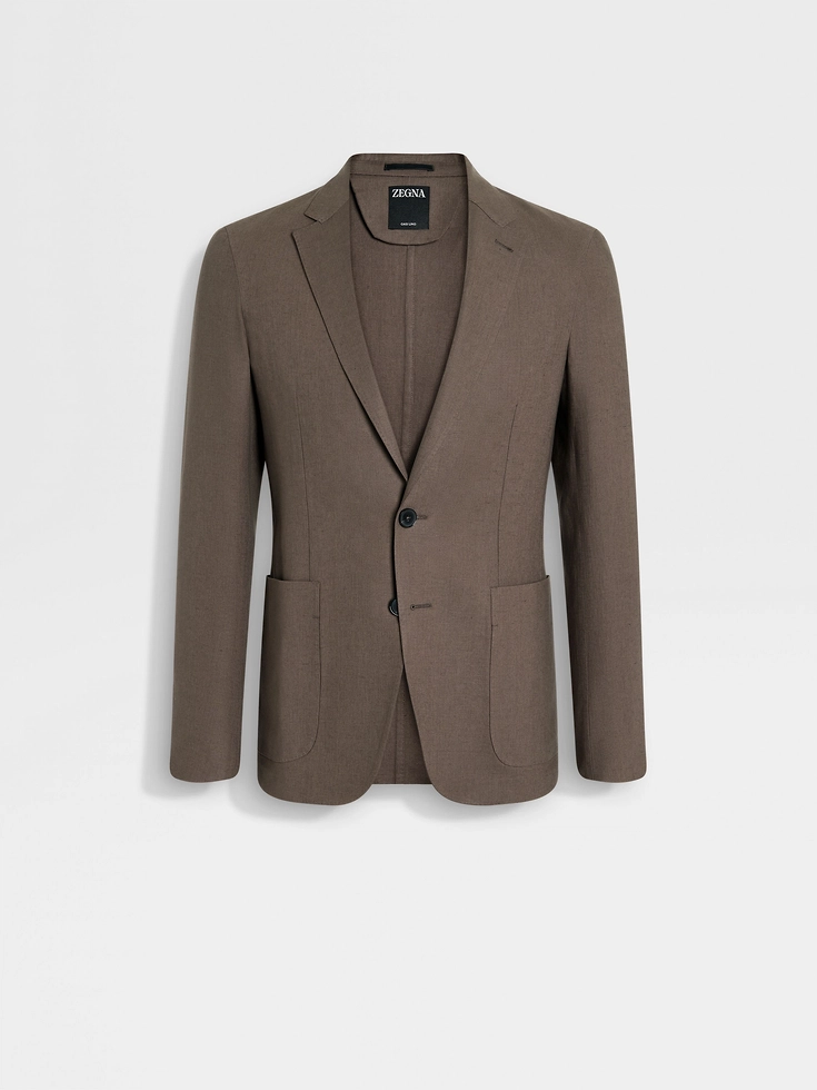 Dark Taupe Oasi Lino Shirt Jacket