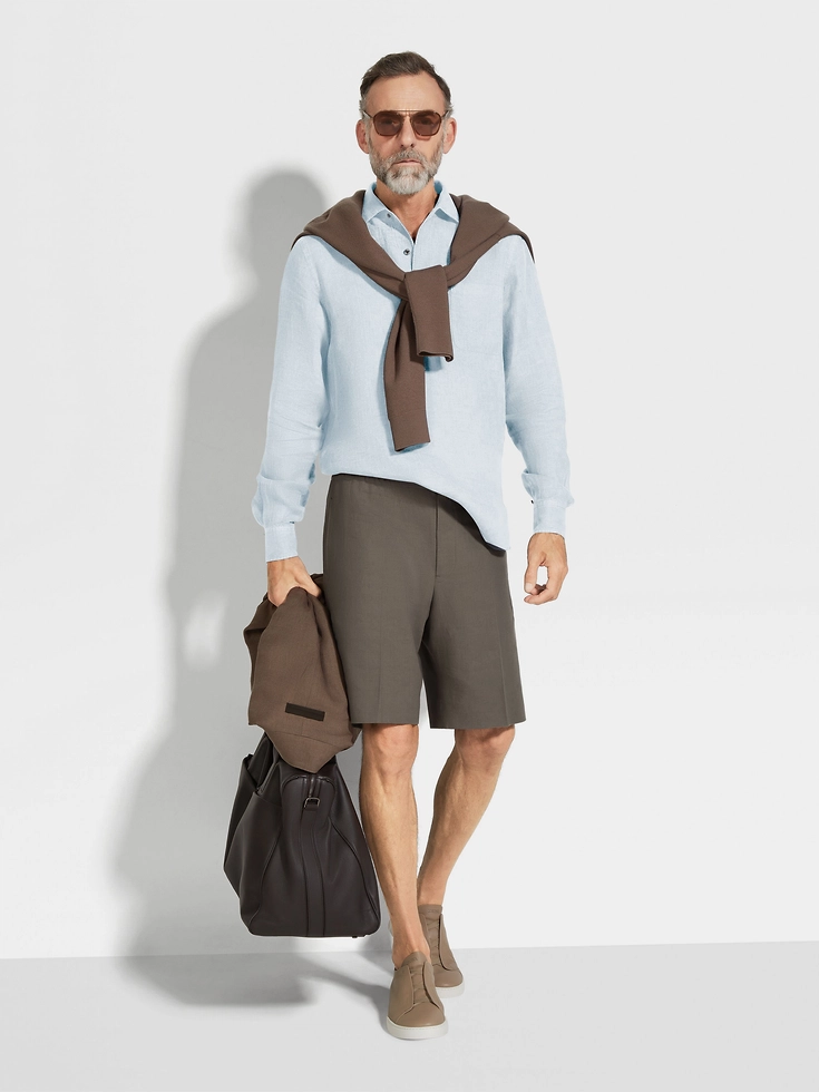 Dark Taupe Oasi Lino Shorts Dark Taupe Oasi Lino Shorts