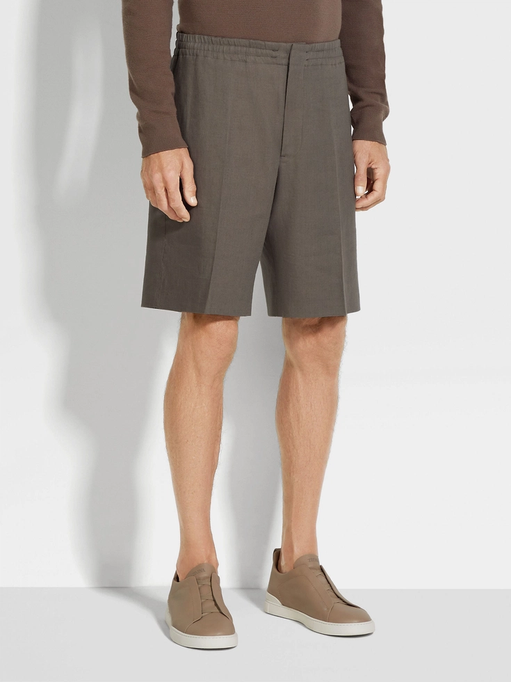 Dark Taupe Oasi Lino Shorts Dark Taupe Oasi Lino Shorts