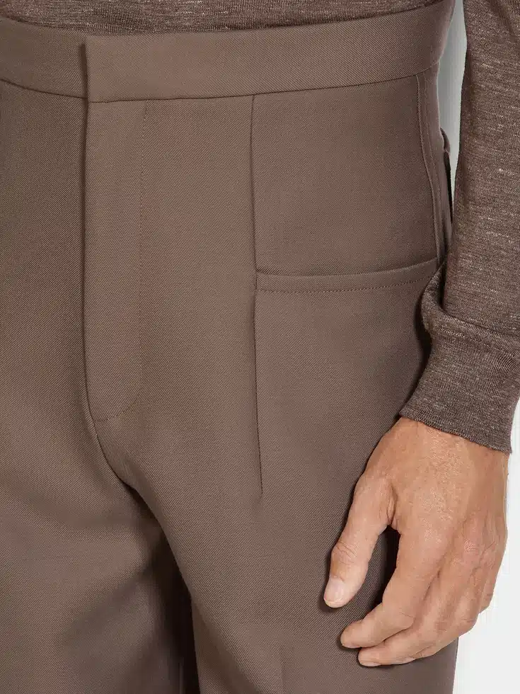 Dark Taupe Silk and Wool Pants