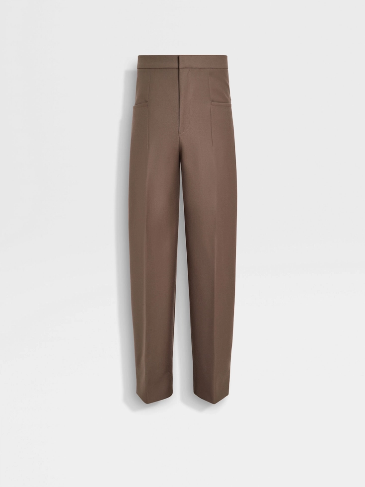 Dark Taupe Silk and Wool Pants