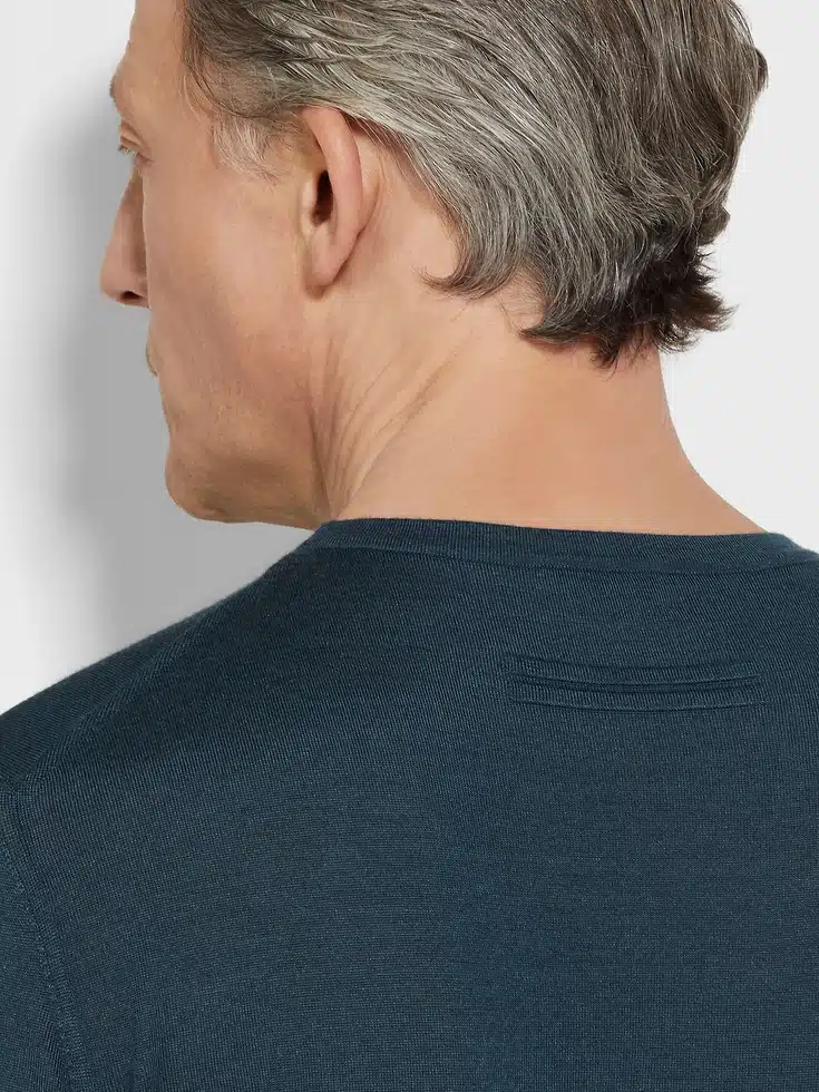 Dark Teal Blue Mélange Cashseta Crewneck