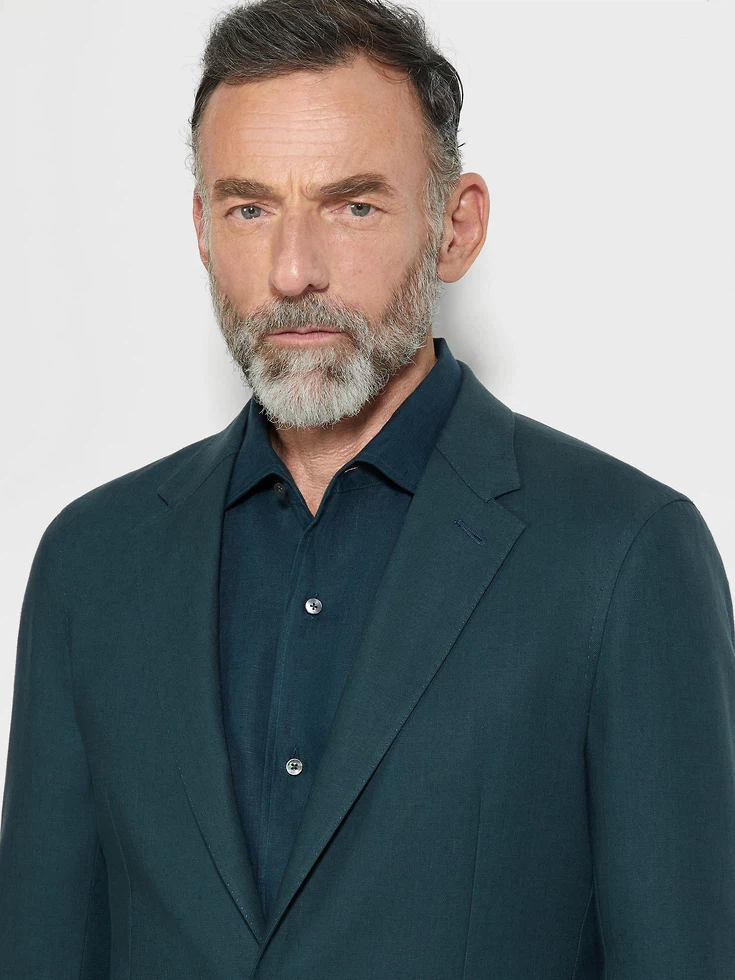 Dark Teal Blue Oasi Lino Shirt Jacket Dark Teal Blue Oasi Lino Shirt Jacket