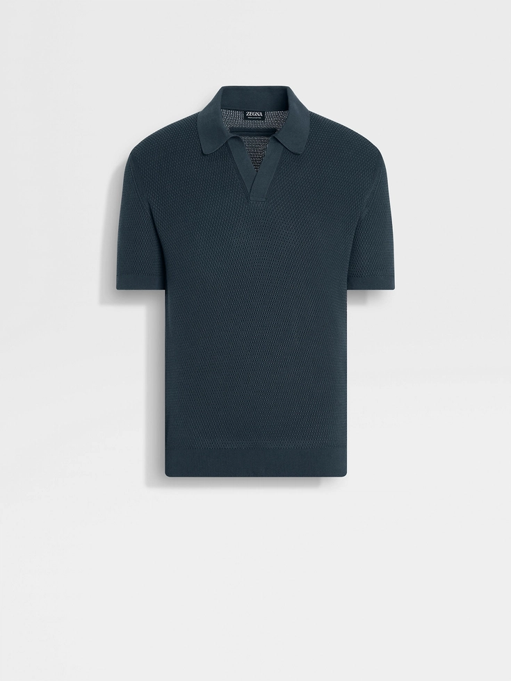Dark Teal Blue Premium Cotton Polo Shirt