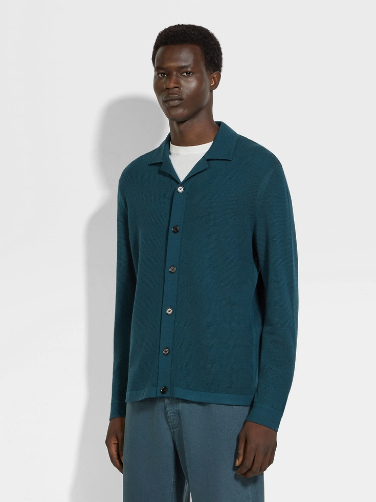 Dark Teal Blue Wool Shirt Dark Teal Blue Wool Shirt