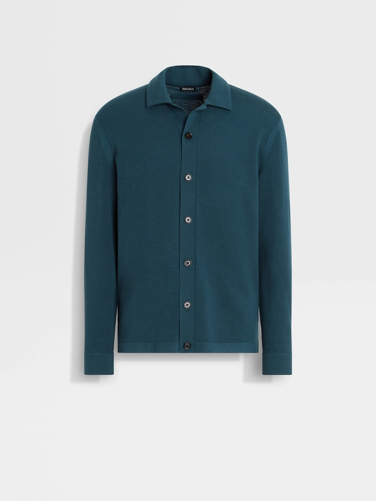 Dark Teal Blue Wool Shirt