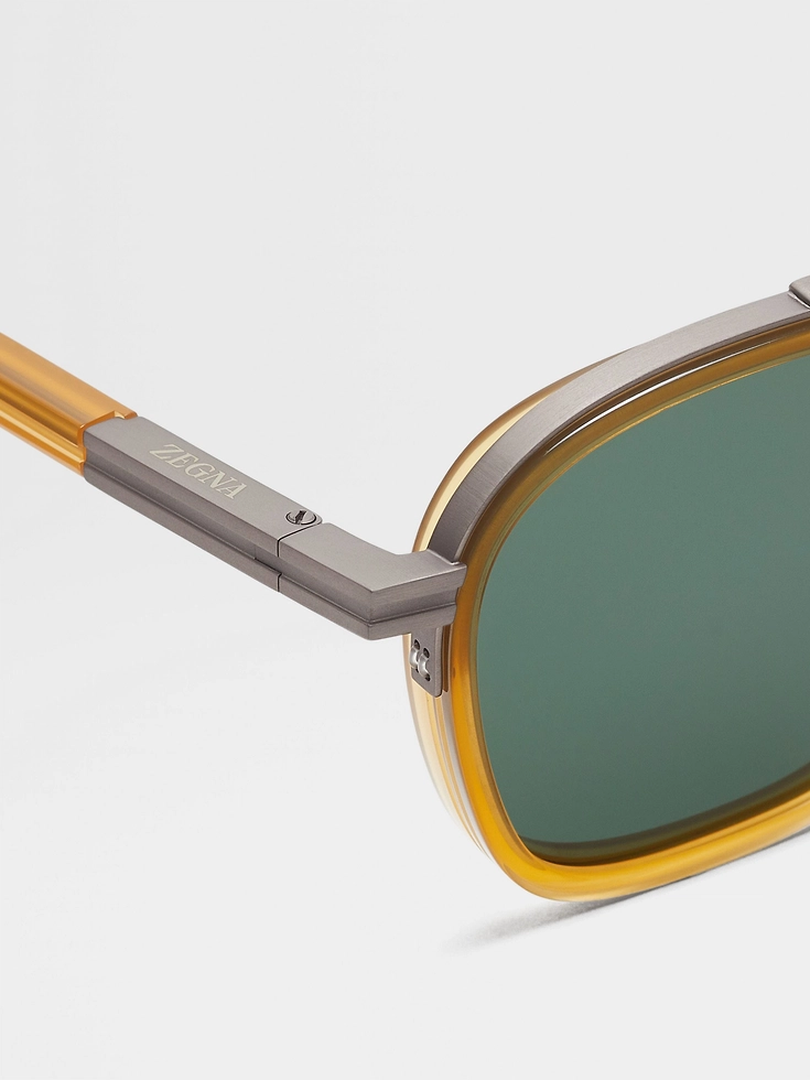 Dark Yellow Orizzonte I Acetate and Metal Sunglasses