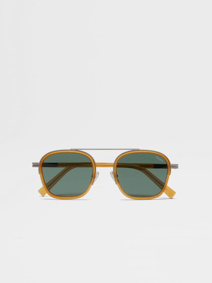 Dark Yellow Orizzonte I Acetate and Metal Sunglasses