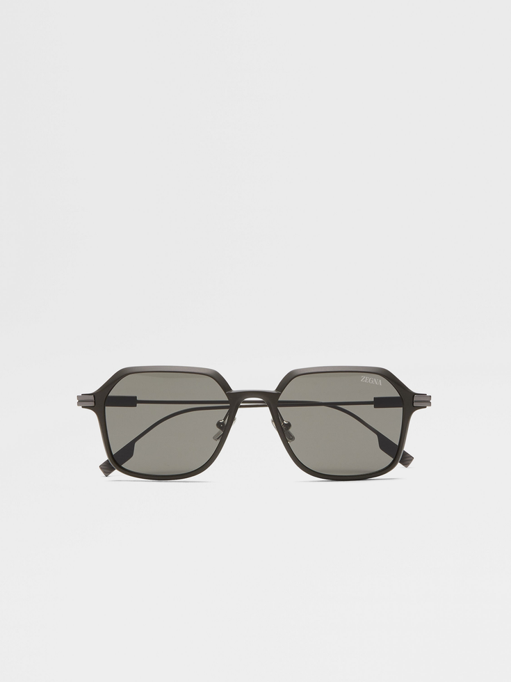 Grey Aluminum and Metal Sunglasses
