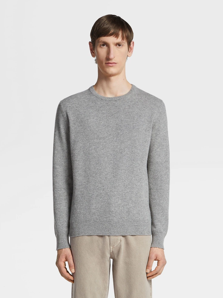 Grey Mélange Oasi Cashmere Crewneck