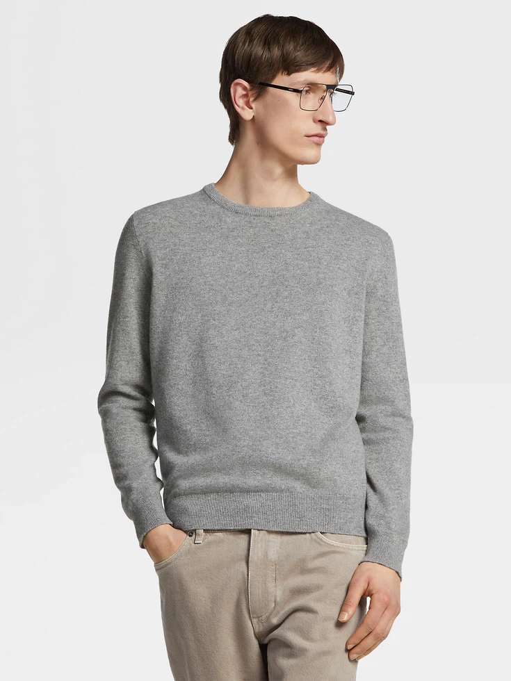 Grey Mélange Oasi Cashmere Crewneck Grey Mélange Oasi Cashmere Crewneck
