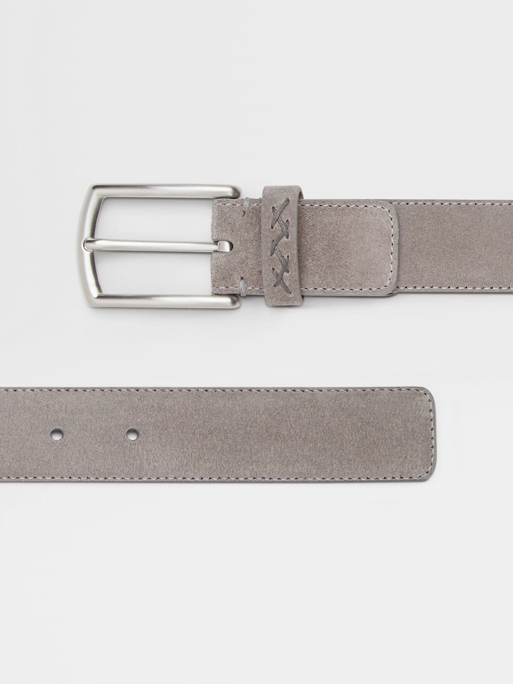 Grey Mélange Suede Belt