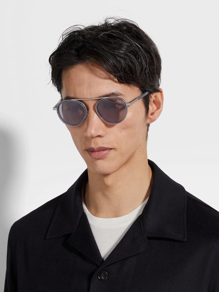 Grey Orizzonte II Acetate and Metal Sunglasses Grey Orizzonte II Acetate and Metal Sunglasses