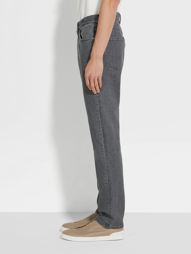 Grey Stone-washed Stretch Cotton Roccia Jeans Grey Stone-washed Stretch Cotton Roccia Jeans