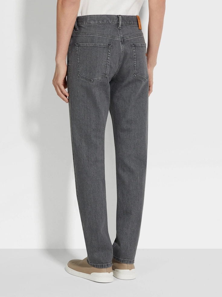 Grey Stone-washed Stretch Cotton Roccia Jeans Grey Stone-washed Stretch Cotton Roccia Jeans