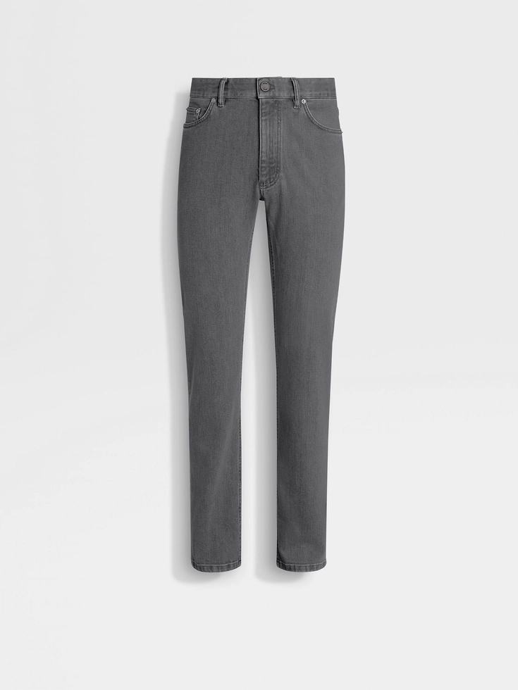 Grey Stone-washed Stretch Cotton Roccia Jeans