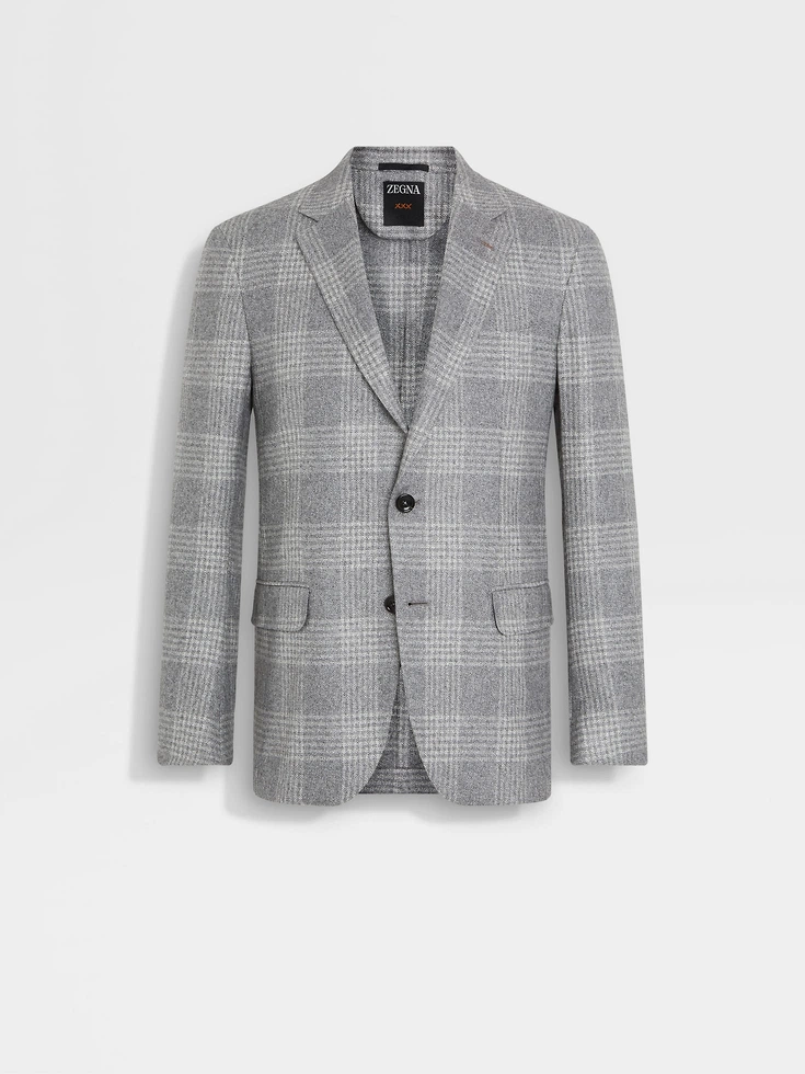 Grey and White Silk and Cashmere Jacket