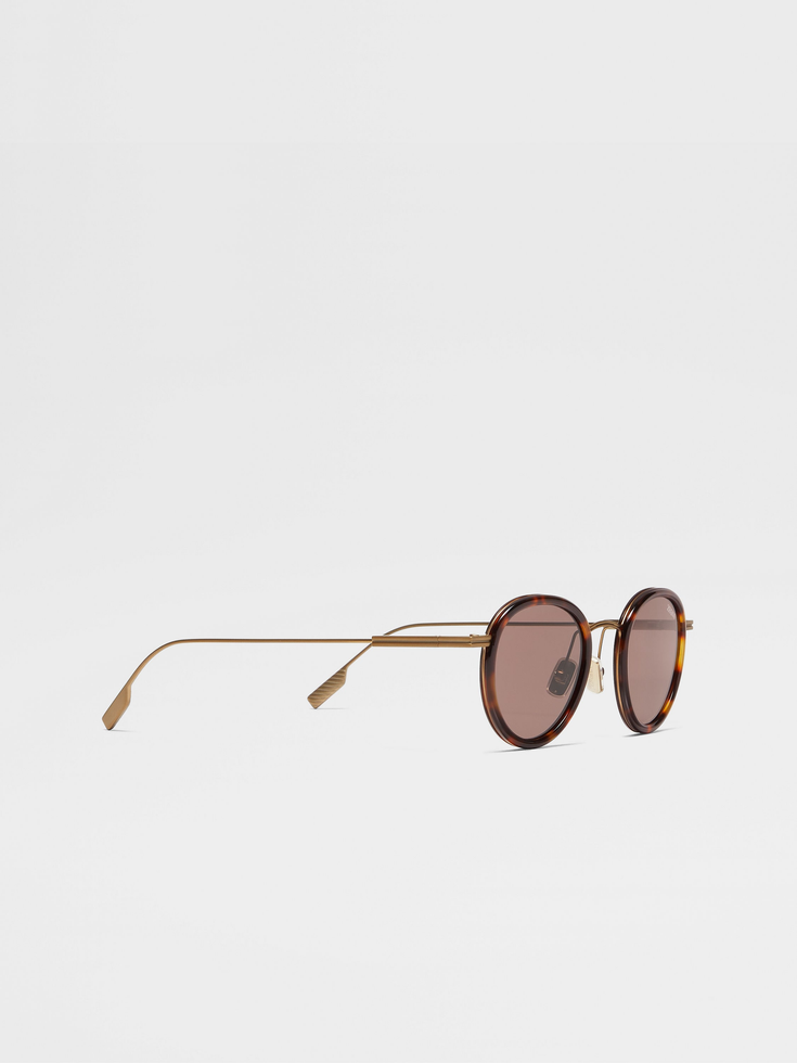 Havana Brown Titanium and Acetate Sunglasses Havana Brown Titanium and Acetate Sunglasses