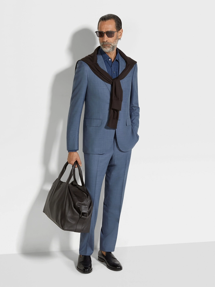 Light Avio Blue Centoventimila Wool Suit