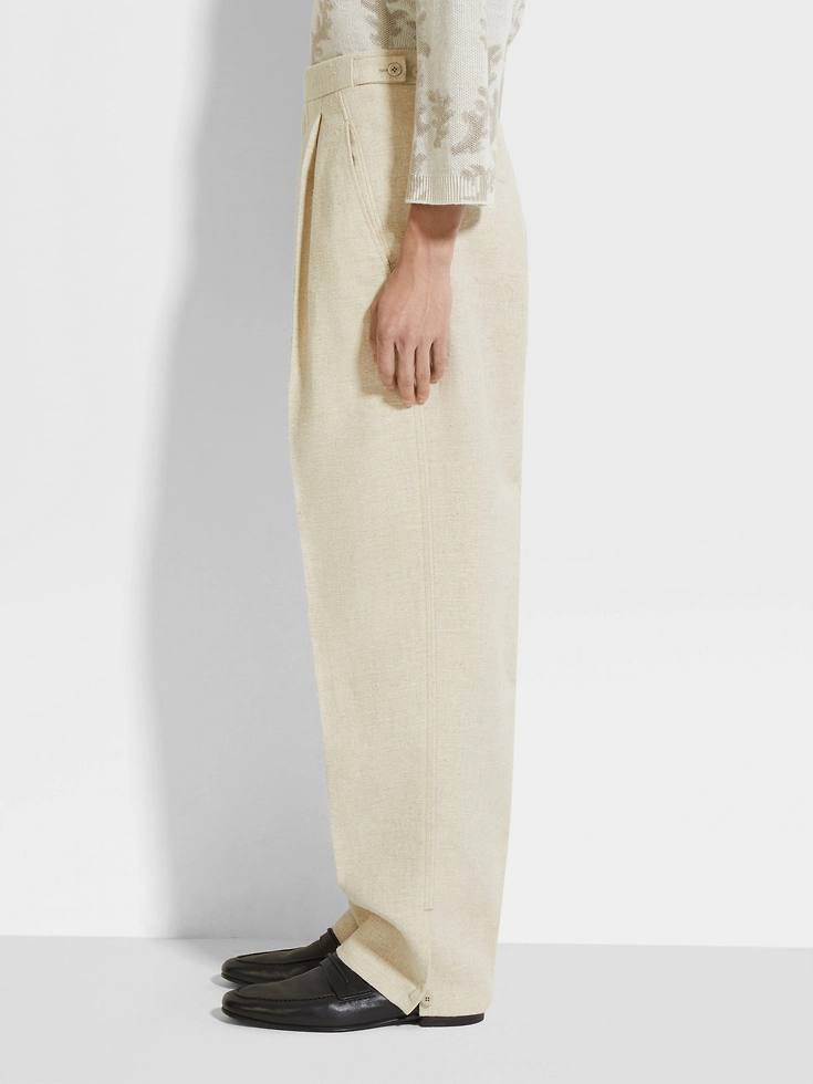 Light Beige Linen and Silk Blend Pants Light Beige Linen and Silk Blend Pants