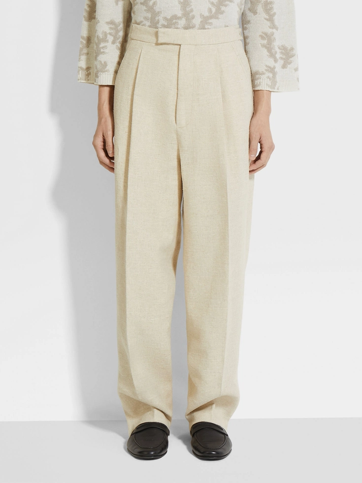 Light Beige Linen and Silk Blend Pants Light Beige Linen and Silk Blend Pants