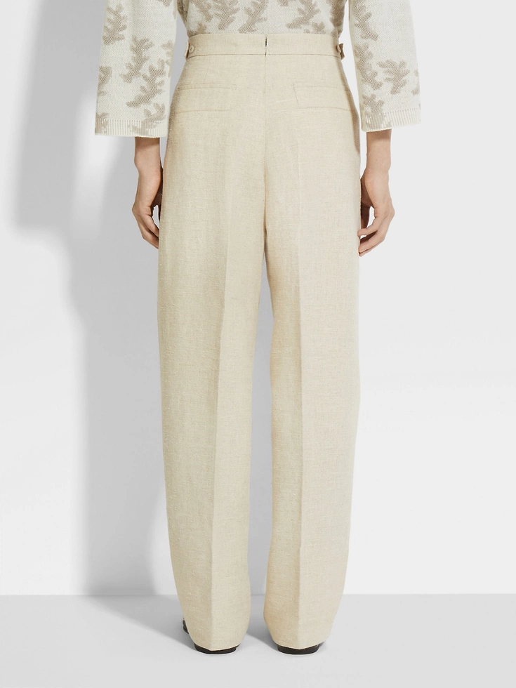 Light Beige Linen and Silk Blend Pants Light Beige Linen and Silk Blend Pants