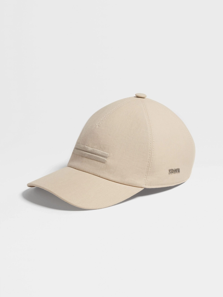Light Beige Oasi Lino Baseball Cap