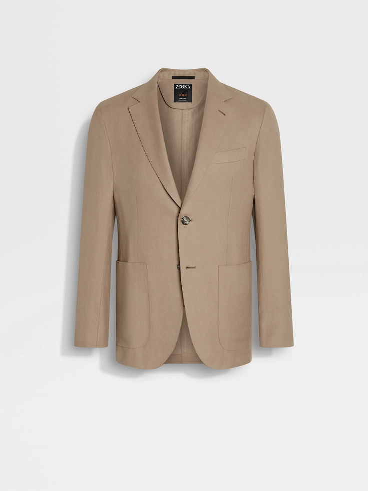 Light Beige Oasi Lino Blue Flower Jacket