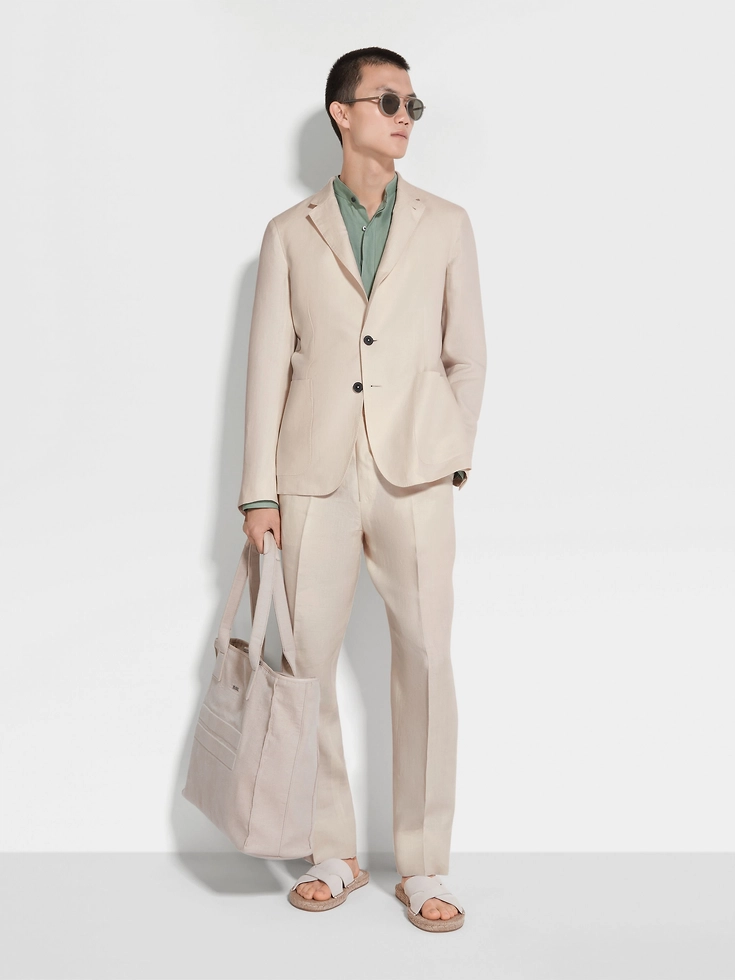 Light Beige Oasi Lino Shirt Jacket