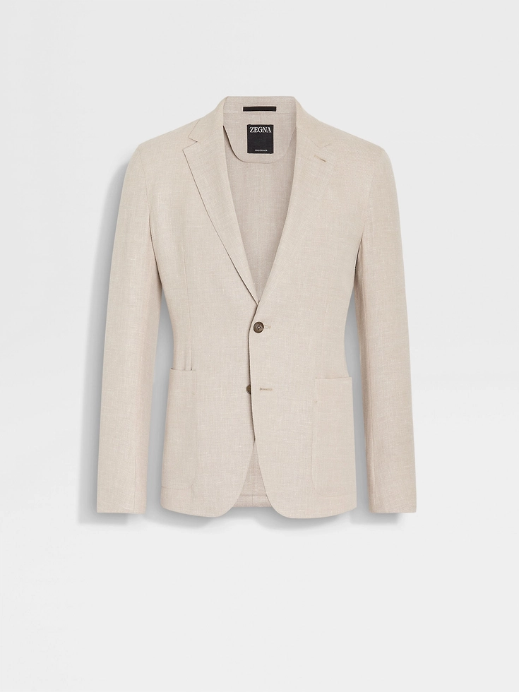 Light Beige Oasi Lino Shirt Jacket