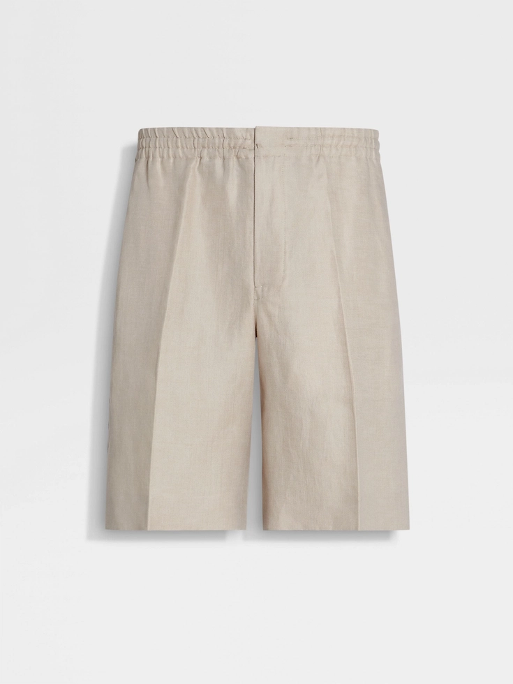 Light Beige Oasi Lino Shorts