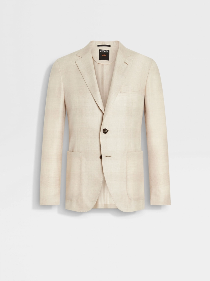 Light Beige and Light Taupe Cashmere and Silk Jacket
