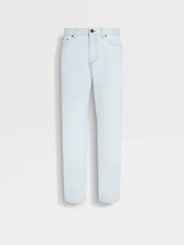 Light Blue Bleached Cotton Roccia Jeans