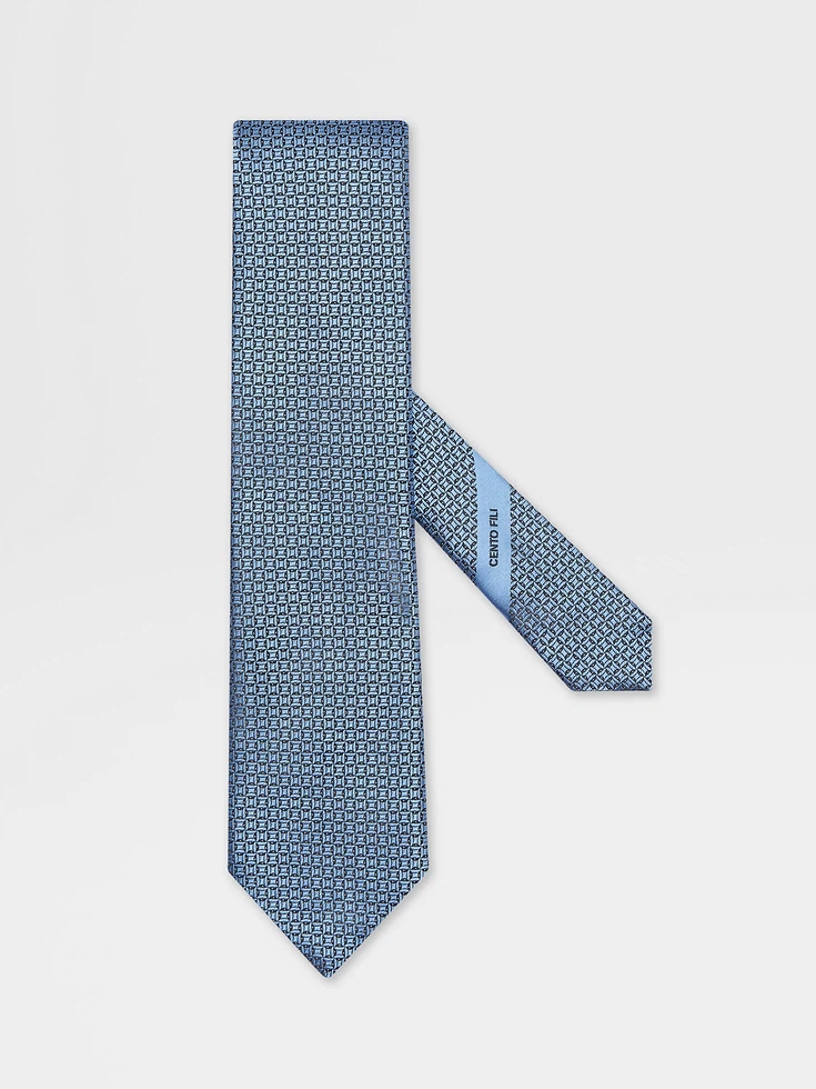 Light Blue CENTO FILI Silk Tie