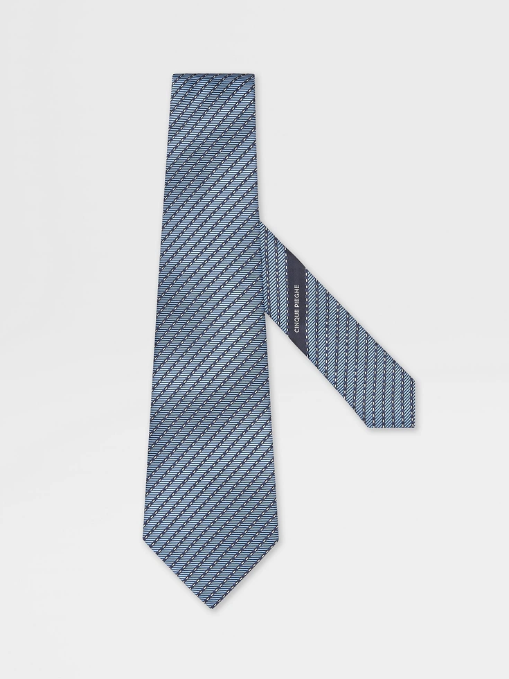 Light Blue CINQUE PIEGHE Silk Tie