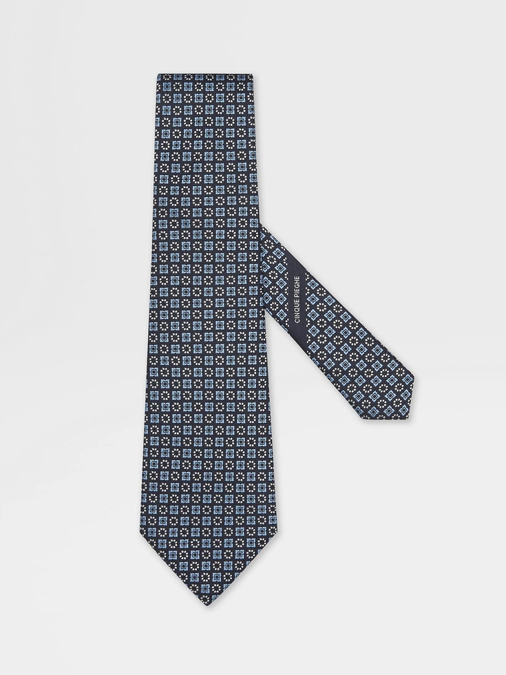 Light Blue CINQUE PIEGHE Silk Tie