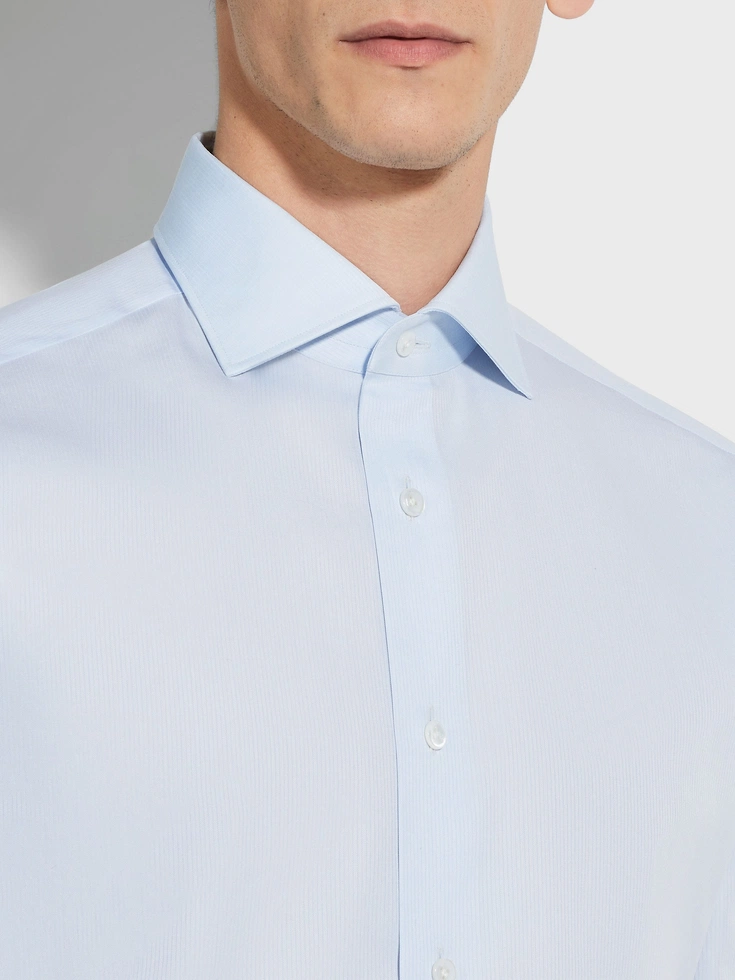 Light Blue Micro-striped Centoventimila Cotton Shirt