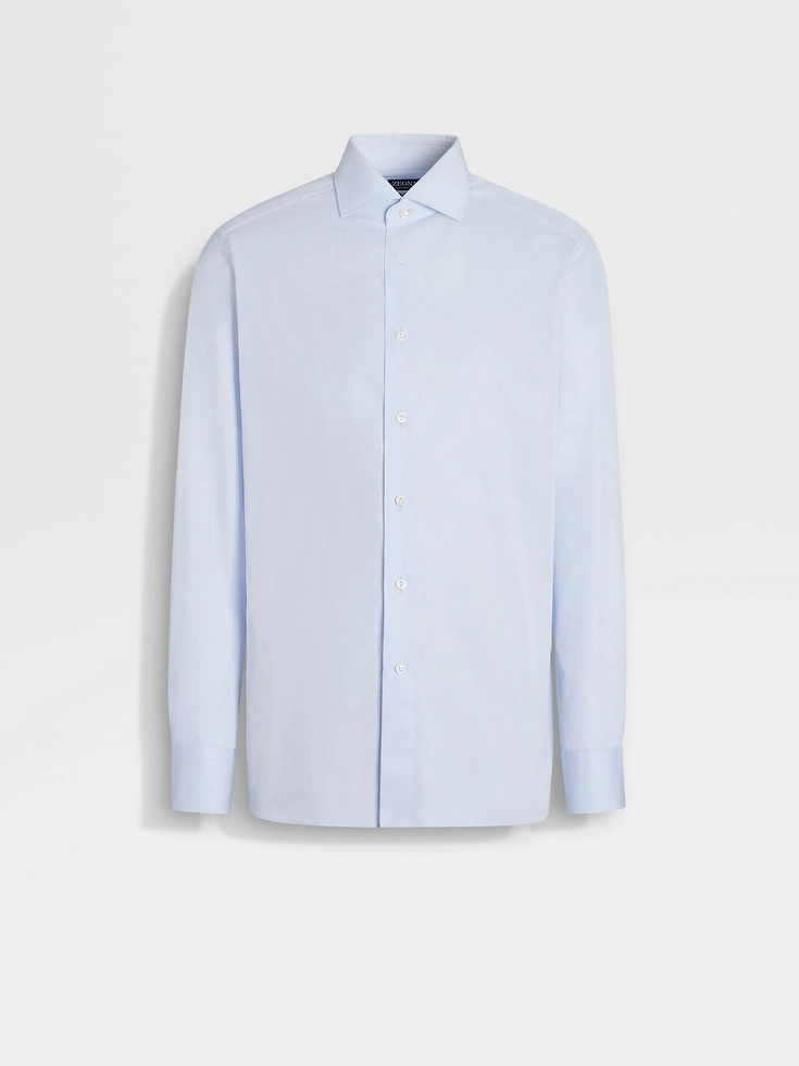 Light Blue Micro-striped Centoventimila Cotton Shirt