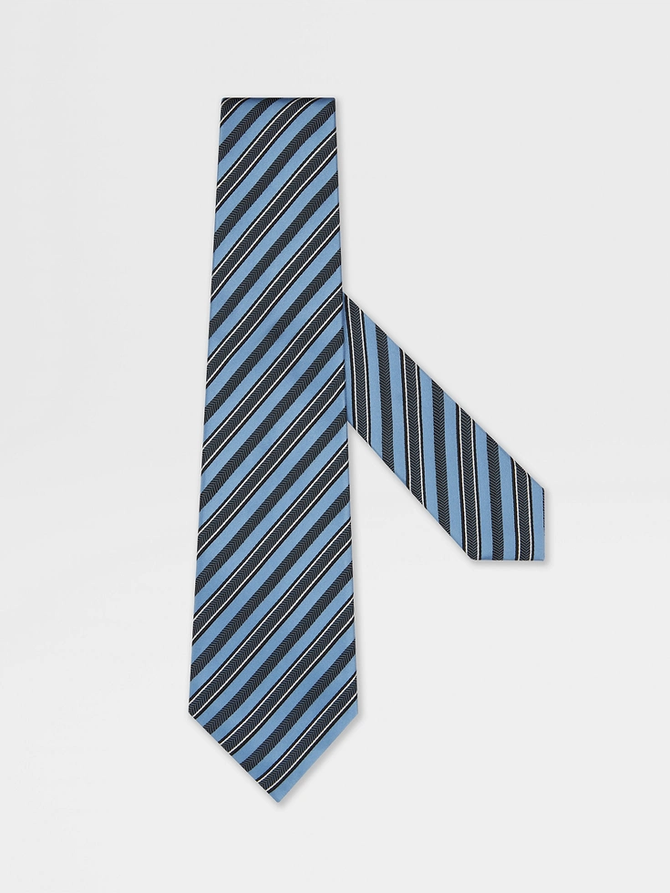 Light Blue Silk and Cotton Tie
