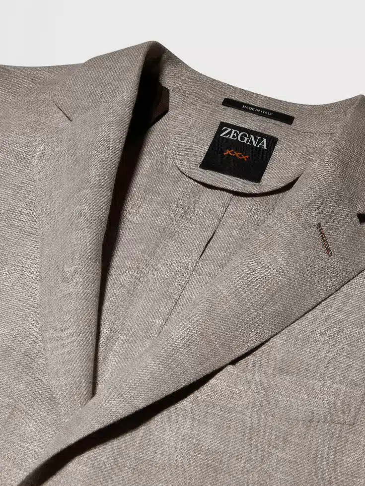 Light Brown Crossover Linen Wool and Silk Blend Jacket Light Brown Crossover Linen Wool and Silk Blend Jacket