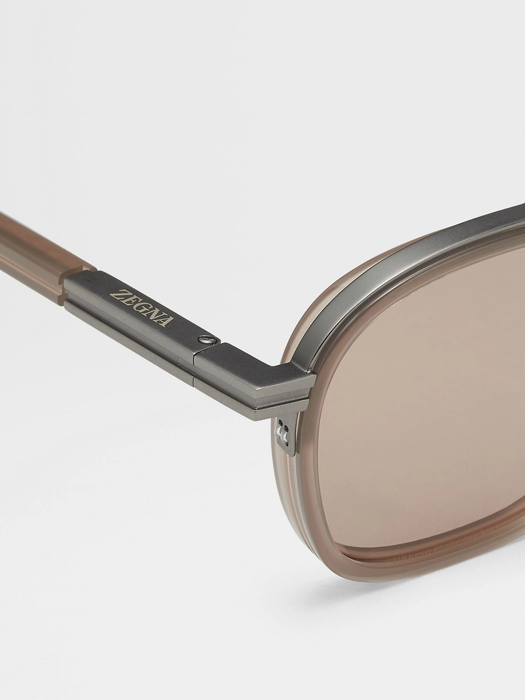 Light Brown Orizzonte I Acetate and Metal Sunglasses
