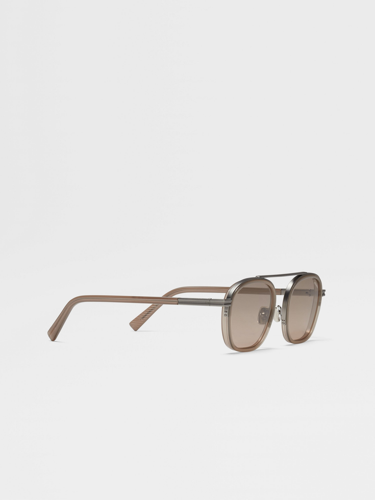 Light Brown Orizzonte I Acetate and Metal Sunglasses Light Brown Orizzonte I Acetate and Metal Sunglasses