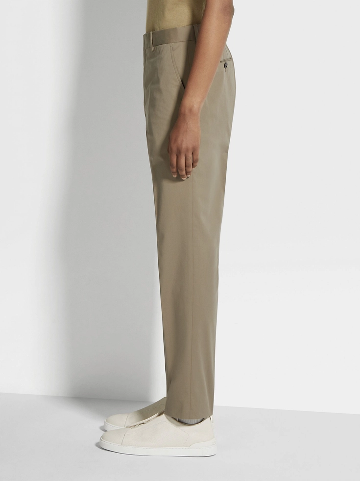 Light Brown Stretch Cotton Pants Light Brown Stretch Cotton Pants