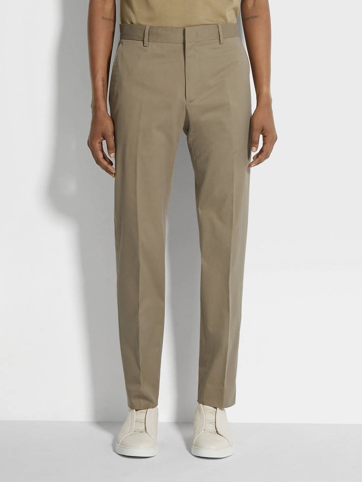 Light Brown Stretch Cotton Pants Light Brown Stretch Cotton Pants