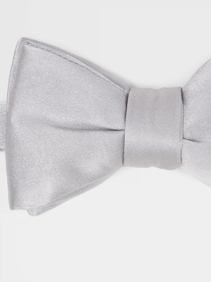 Light Grey Silk Bowtie