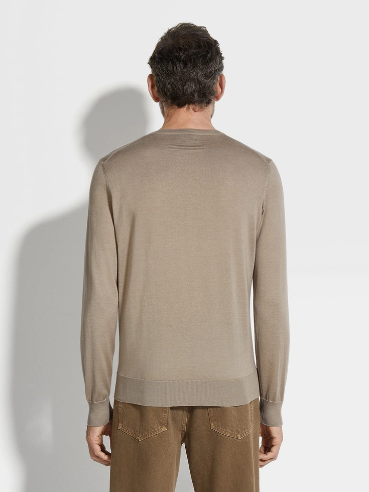 Light Taupe Cashseta Crewneck Light Taupe Cashseta Crewneck